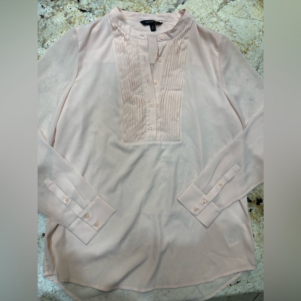 Women’s Blouse Long Sleeve Sheer Pink Blush Size Medium Banana Republic